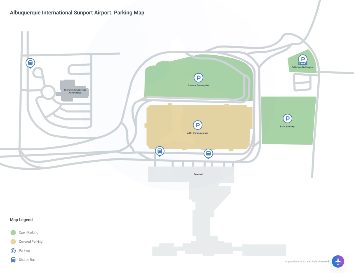 Albuquerque International Sunport (ABQ) Parking Map
