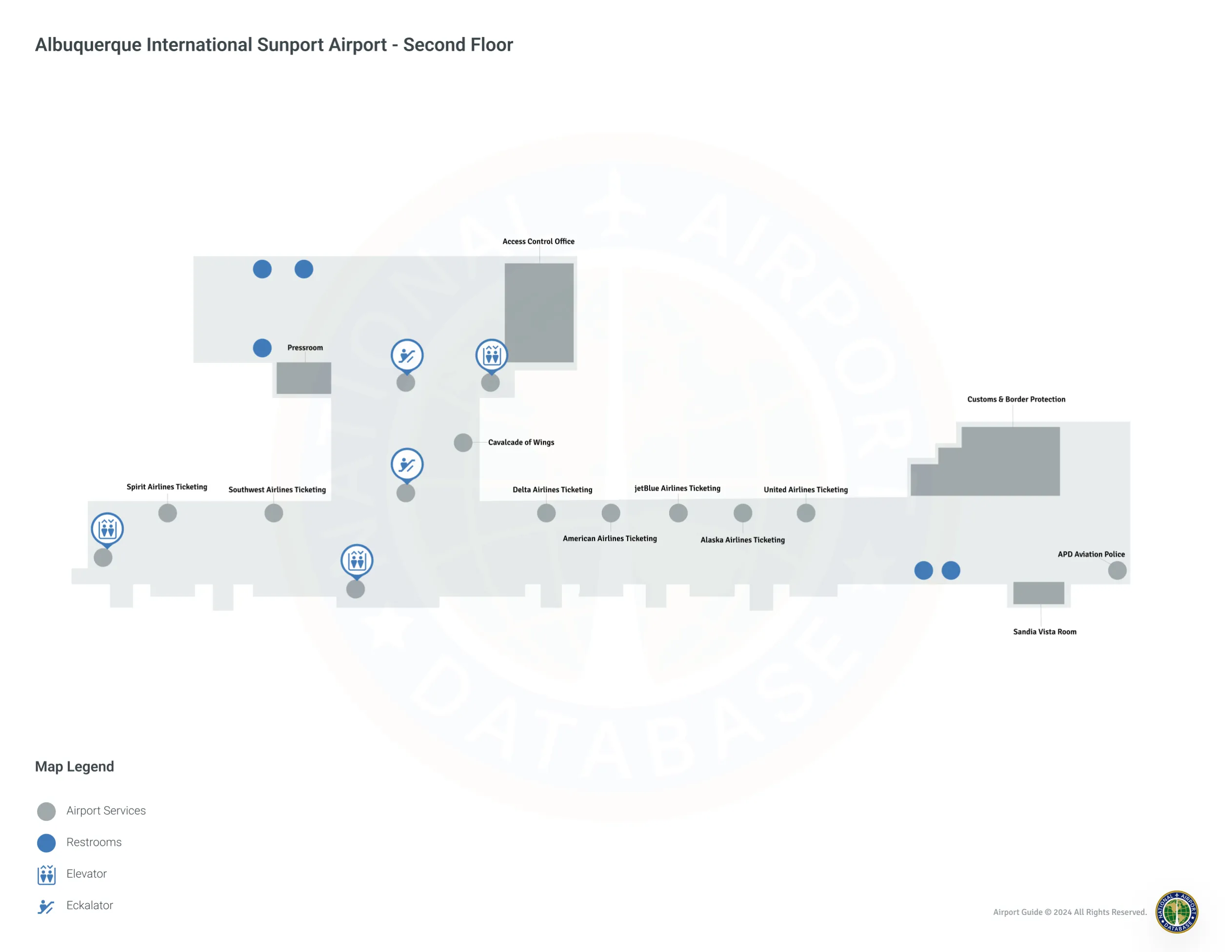 ABQ Terminal Second Floor map