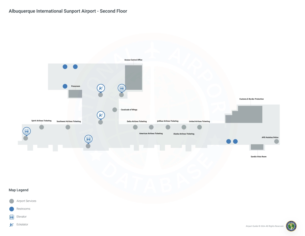 ABQ Terminal / Second Floor Map