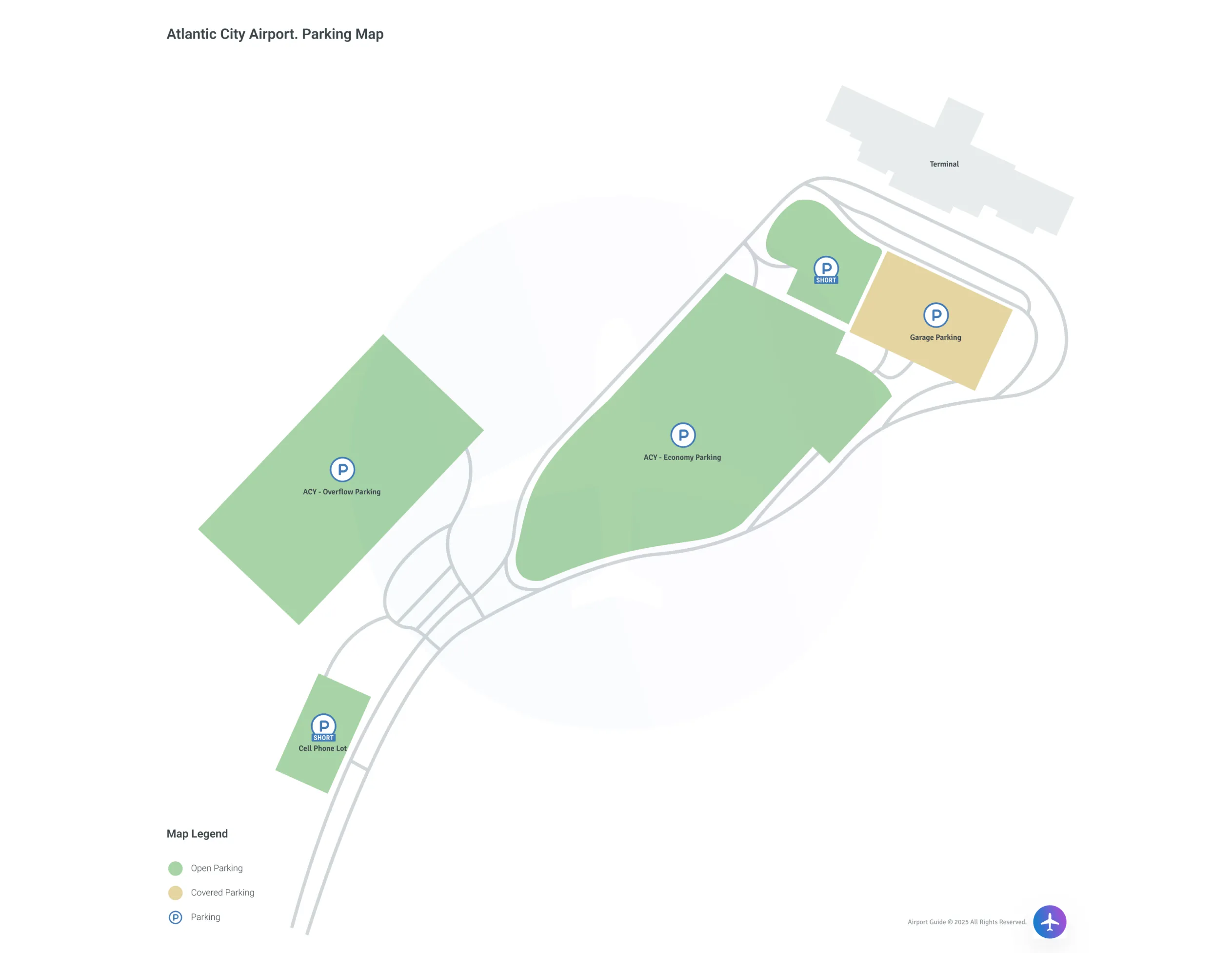 Atlantic City International Airport (ACY) Parking Map