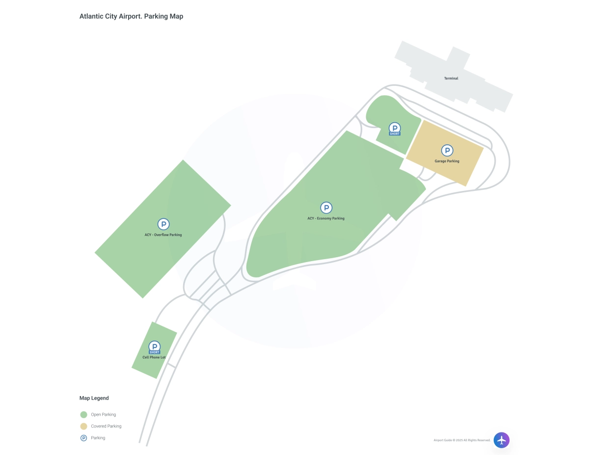 Atlantic City International Airport (ACY) Parking Map