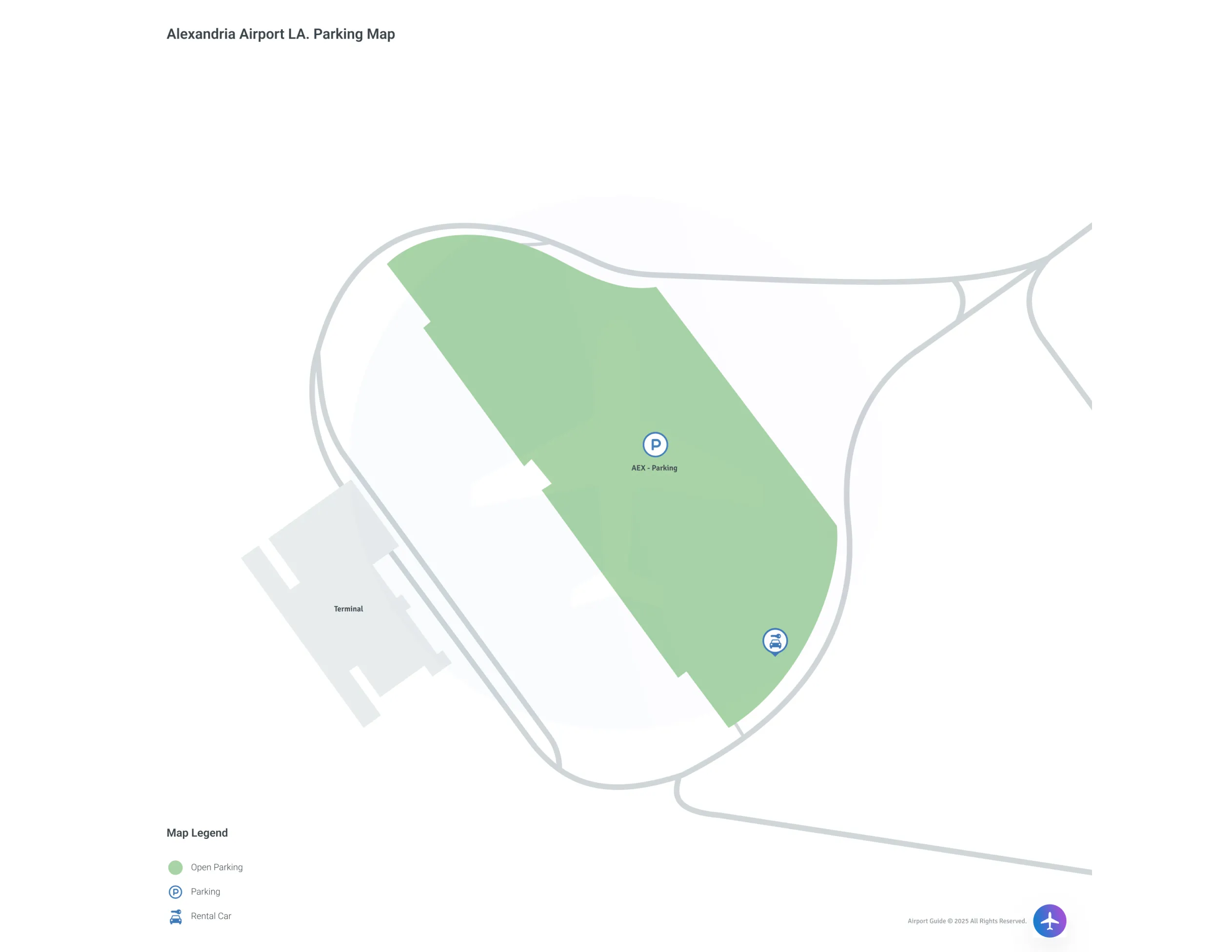 Alexandria International Airport Louisiana (AEX) Parking Map