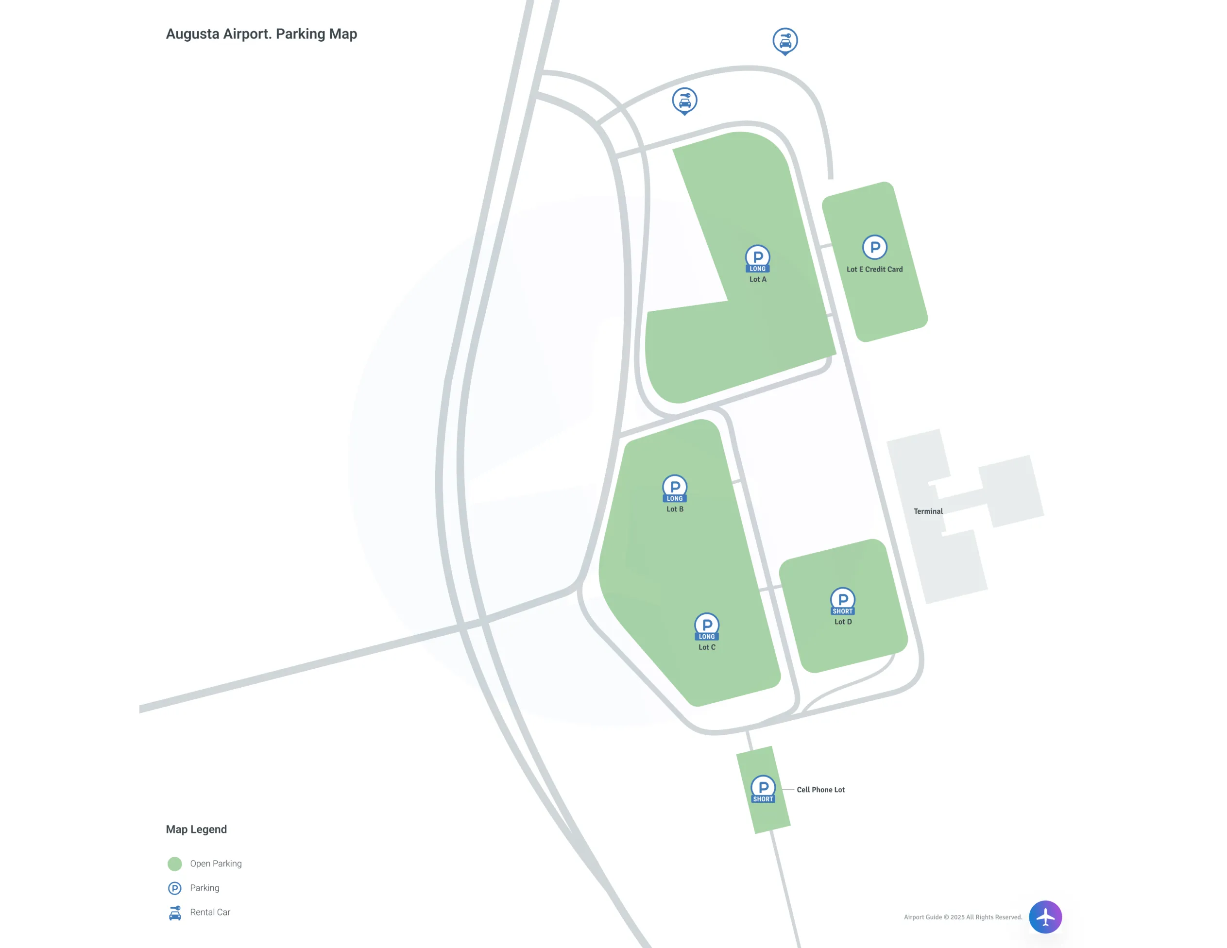 Augusta Regional Airport at Bush Field (AGS) Parking Map