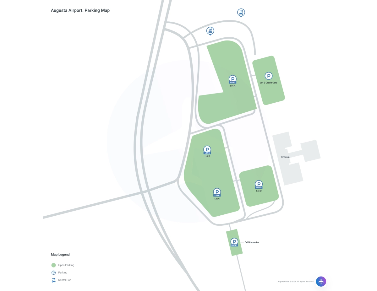 Augusta Regional Airport at Bush Field (AGS) Parking Map