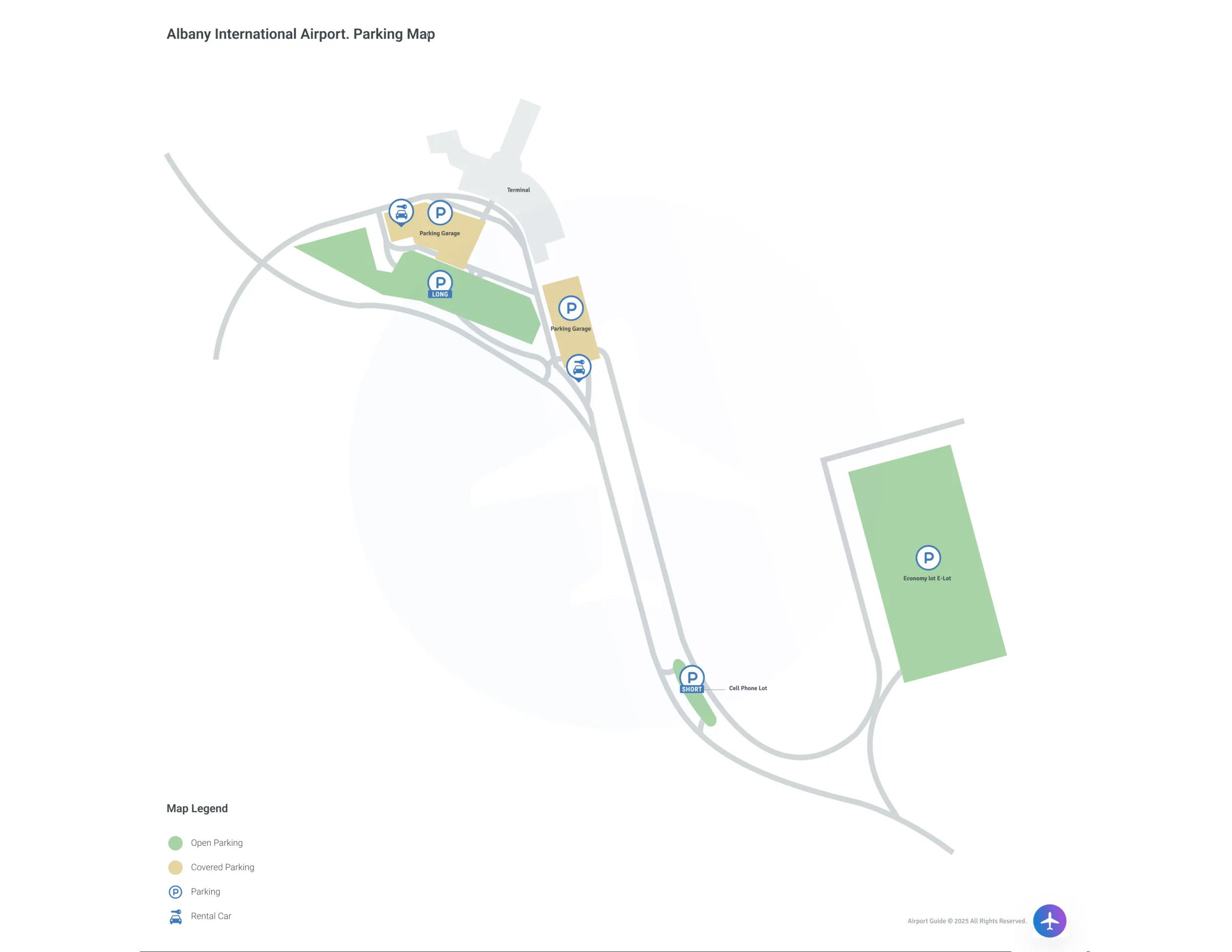 Albany International Airport (ALB) Parking Map