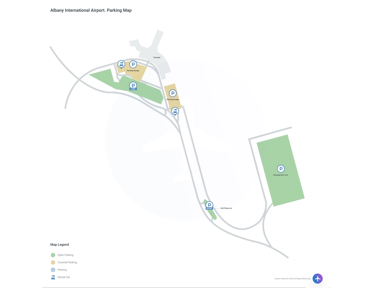 Albany International Airport (ALB) Parking Map
