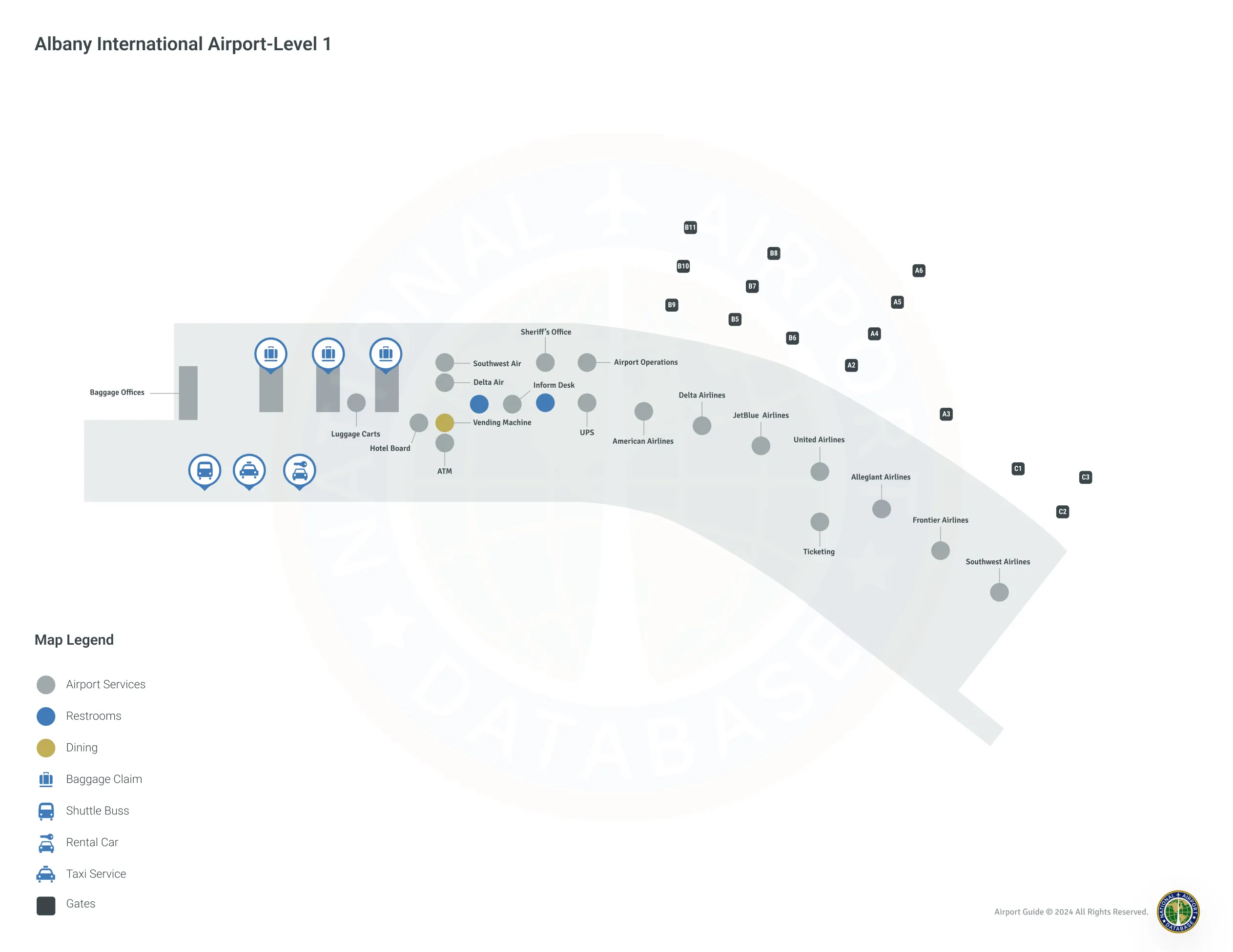 ALB Terminal Level 1 map