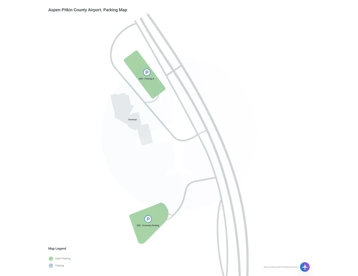 Aspen/Pitkin County Airport-Sardy Field (ASE) Parking Map