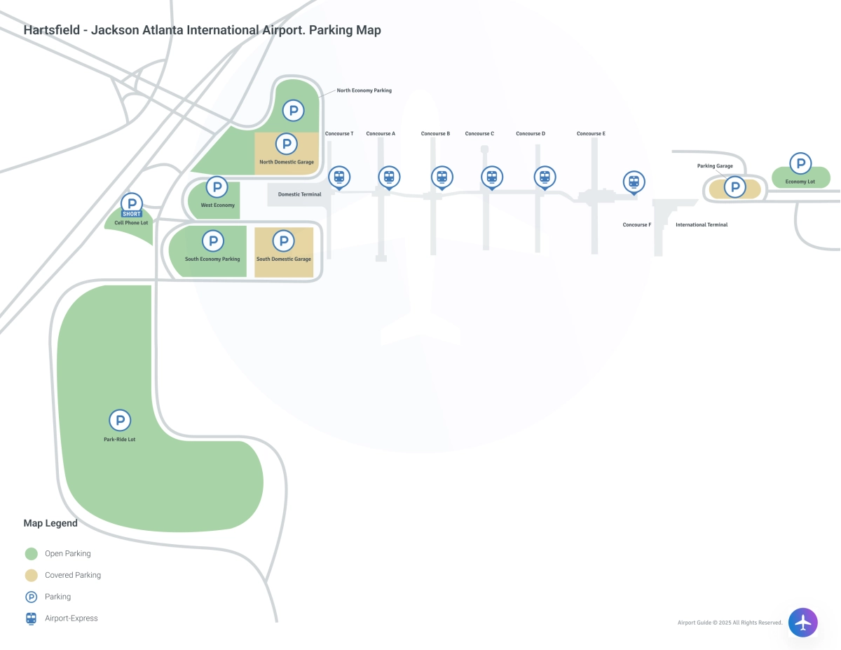 Hartsfield-Jackson Atlanta International Airport (ATL) Parking Map