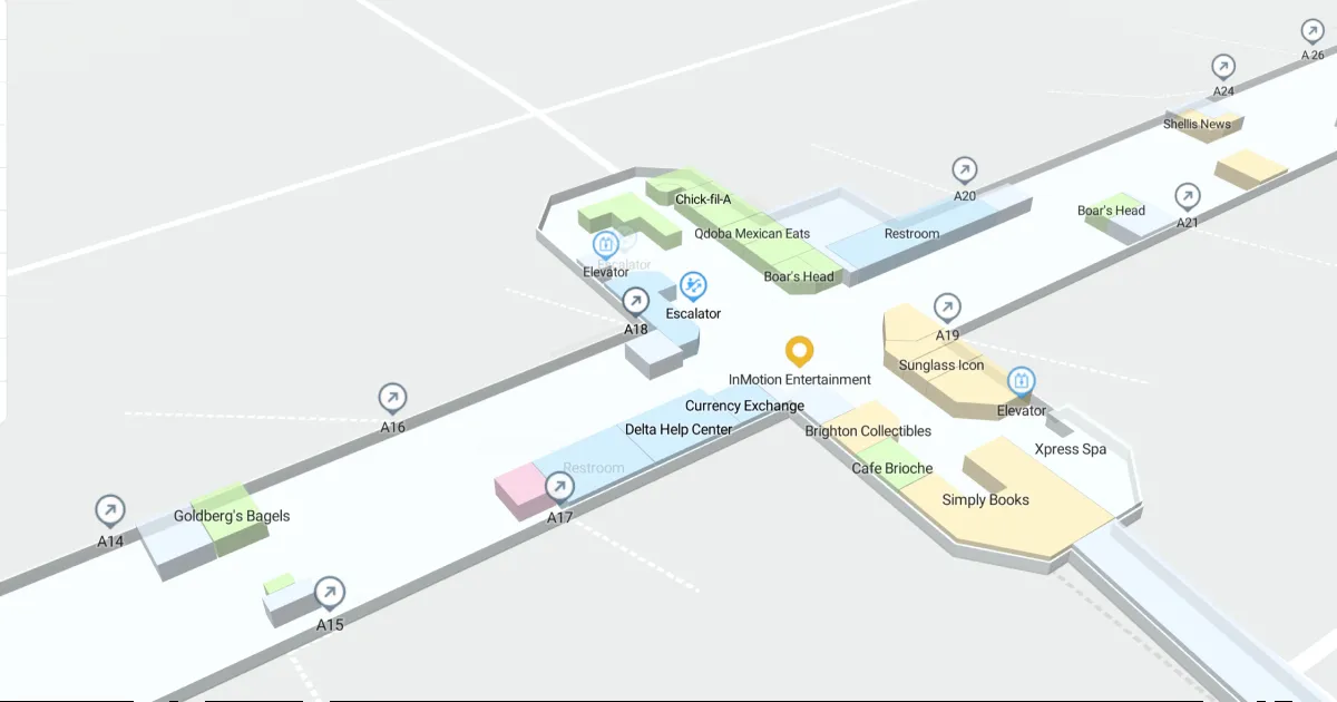 ATL Concourse A Ticketing-Gates Level Interactive map