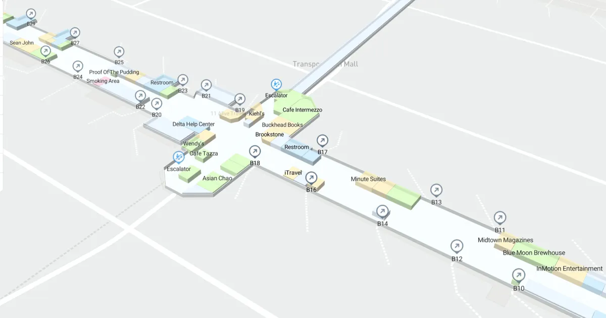 Hartsfield-Jackson Atlanta International Airport Concourse B Interactive Map