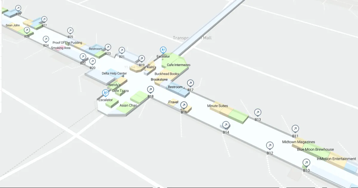 ATL Concourse B Ticketing-Gates Level Interactive map