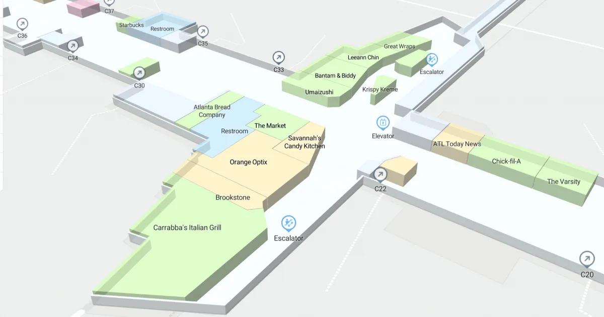ATL Concourse C Ticketing-Gates Level Interactive map