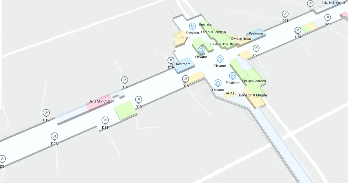 Hartsfield-Jackson Atlanta International Airport Concourse D Interactive Map