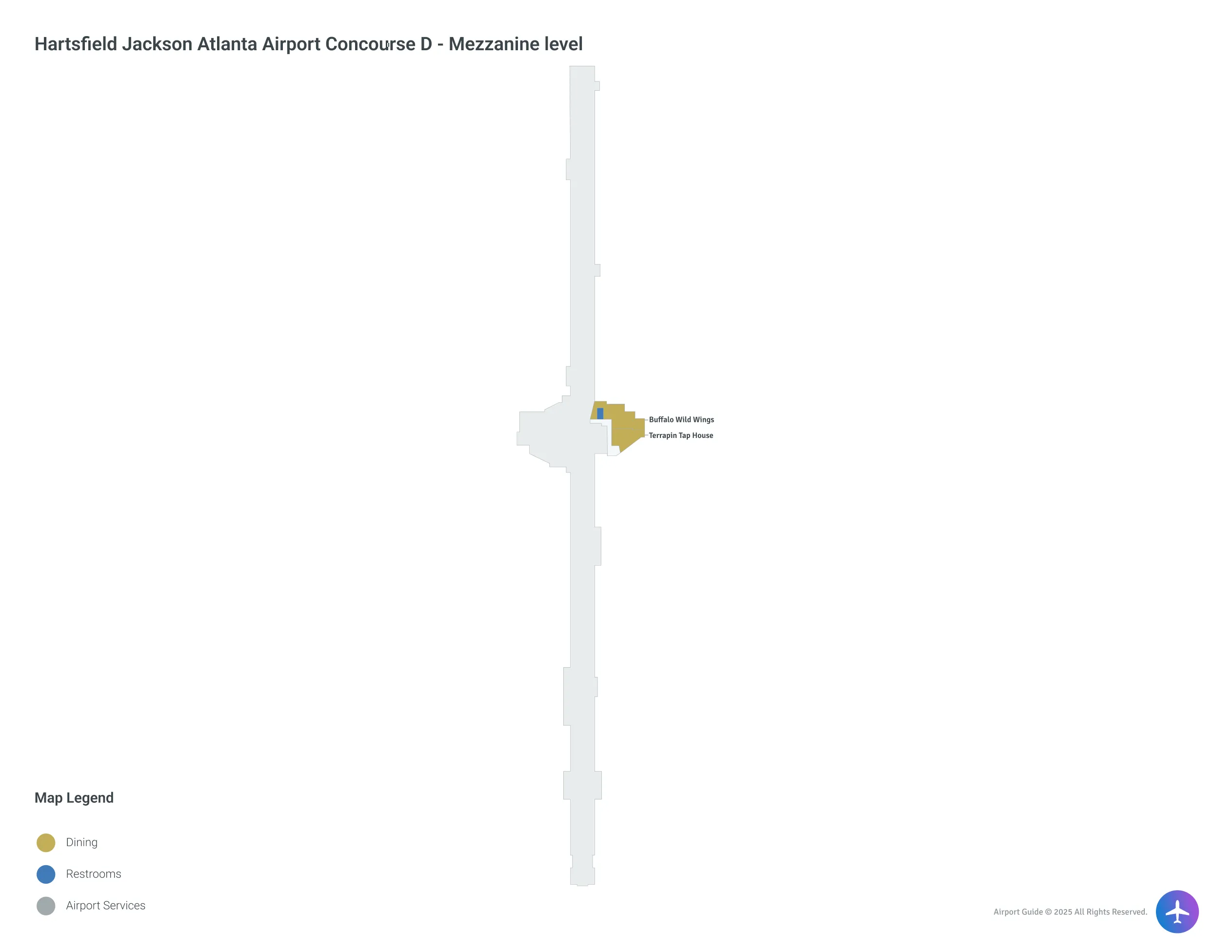 ATL Concourse D / Mezzanine Level Map