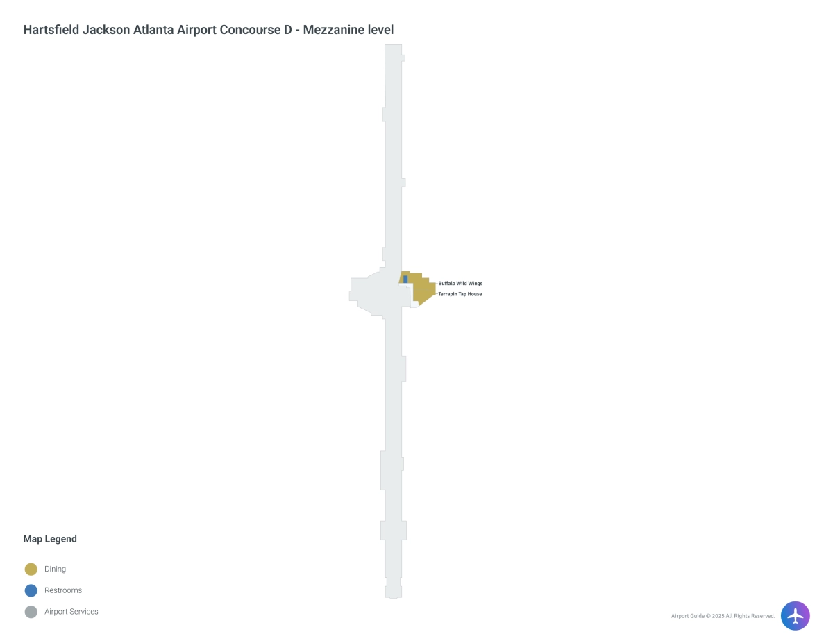 ATL Concourse D / Mezzanine Level Map