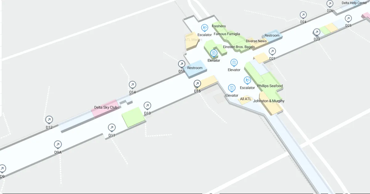 ATL Concourse D Ticketing-Gates Level Interactive map