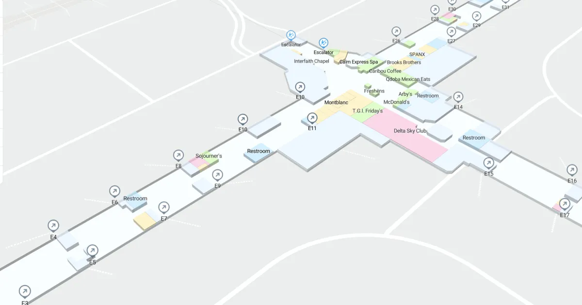 Hartsfield-Jackson Atlanta International Airport Concourse E Interactive Map