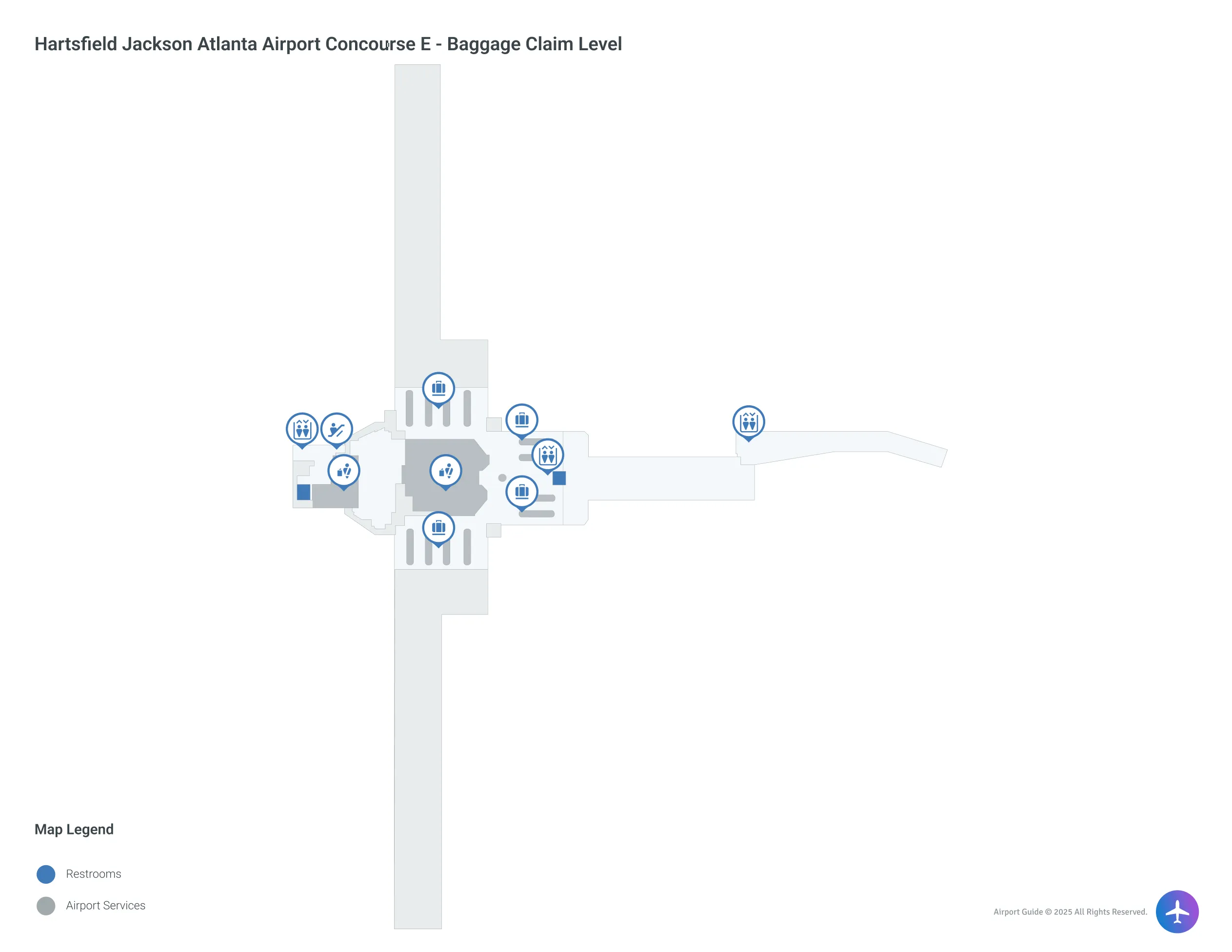 ATL Concourse E / Baggage Claim Level Map