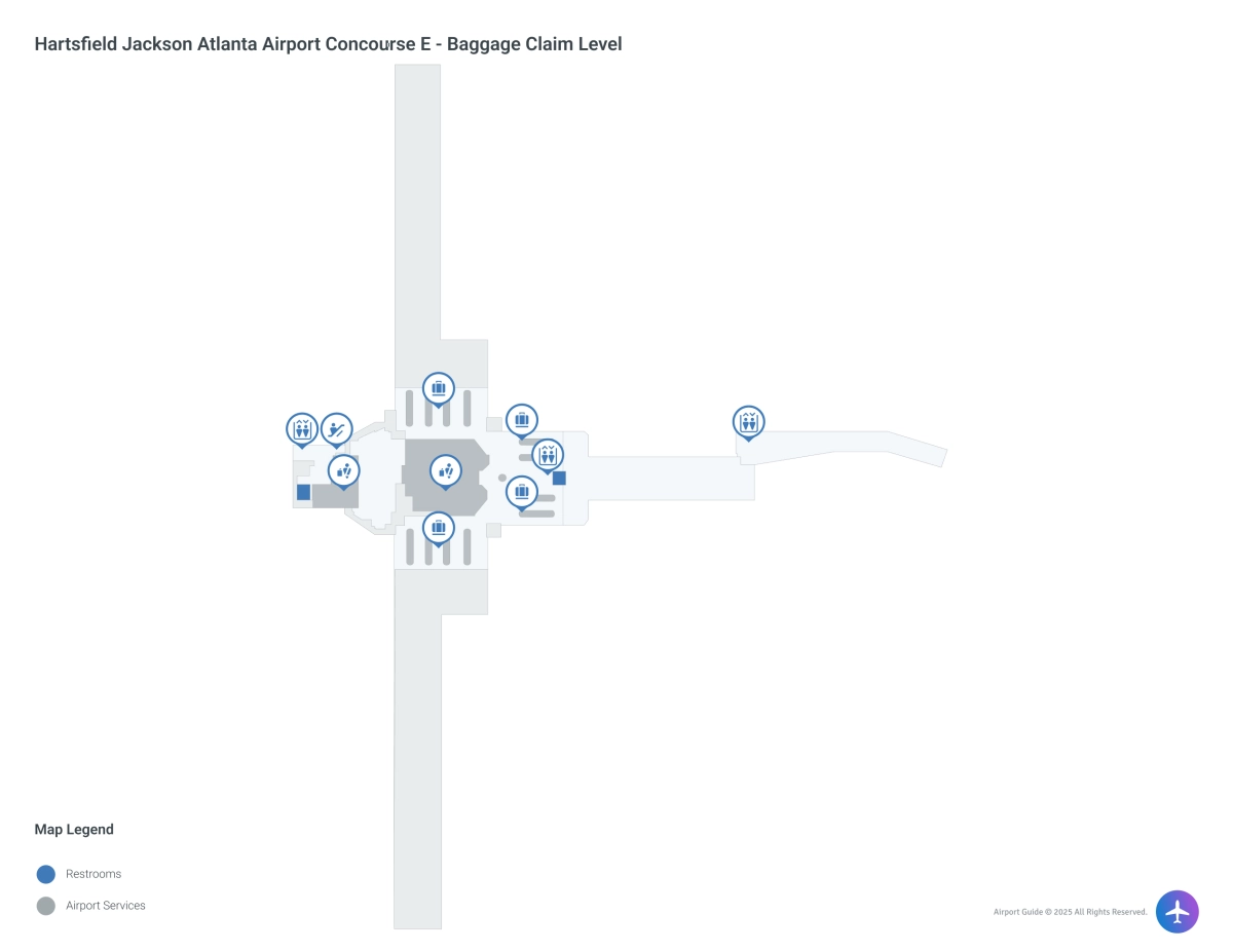 ATL Concourse E / Baggage Claim Level Map