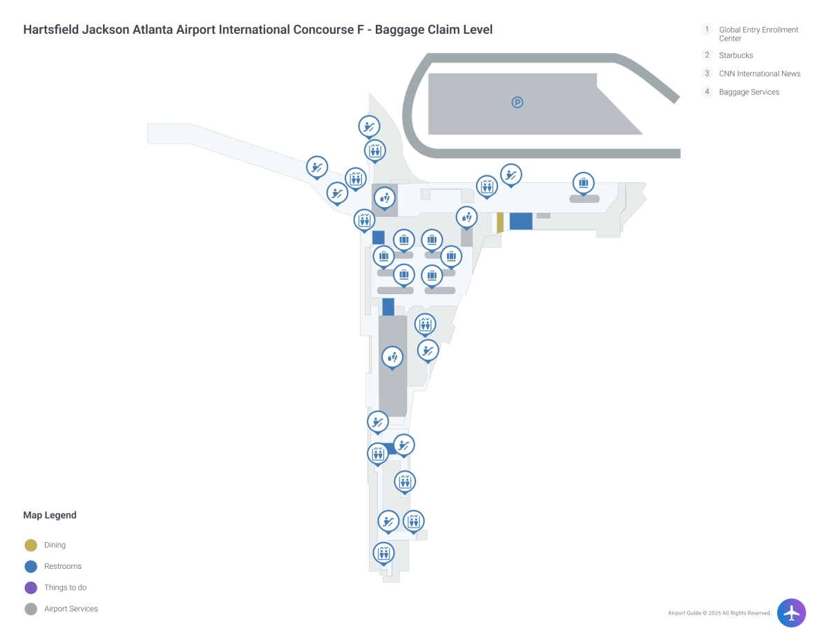 Hartsfield - Jackson Atlanta Airport ATL | Concourse F/Baggage Claim Level Map
