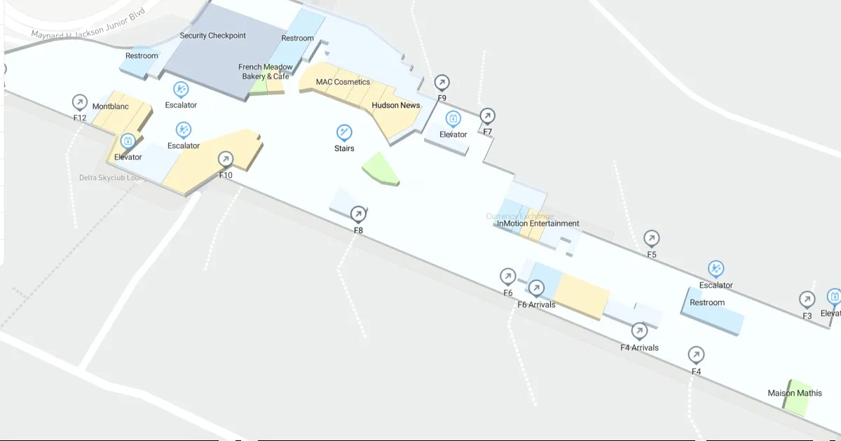 ATL Concourse F Ticketing-Gates Level Interactive map