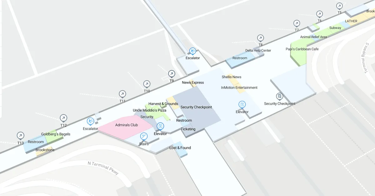 Hartsfield-Jackson Atlanta International Airport Concourse T Interactive Map