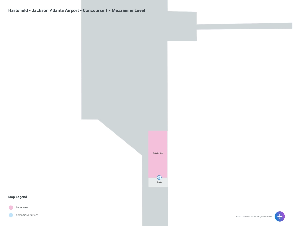 Hartsfield - Jackson Atlanta Airport ATL | Concourse T/Mezzanine Level Map