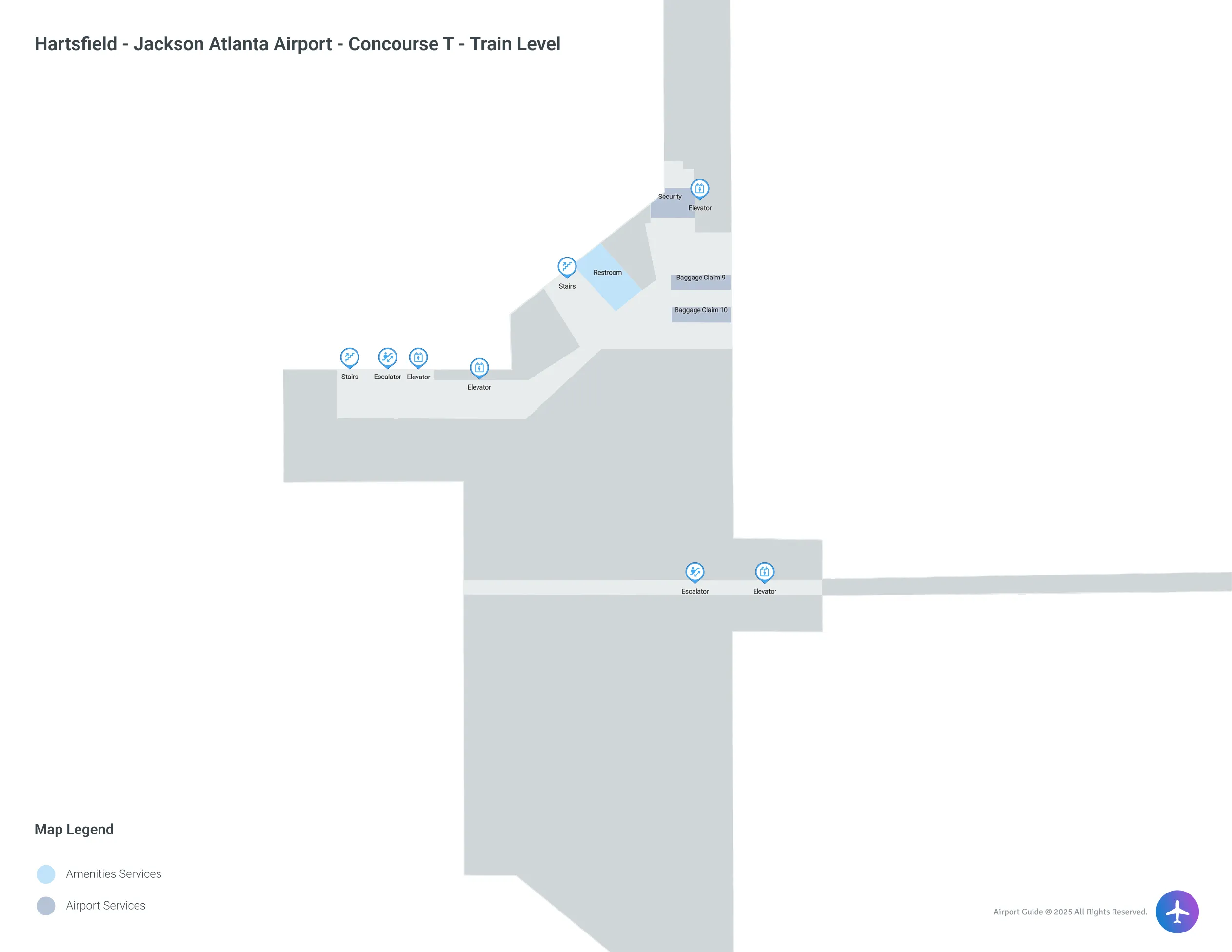 ATL Concourse T Train Level map