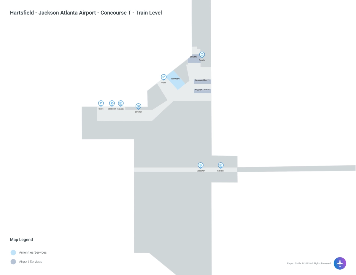 ATL Concourse T Train Level map