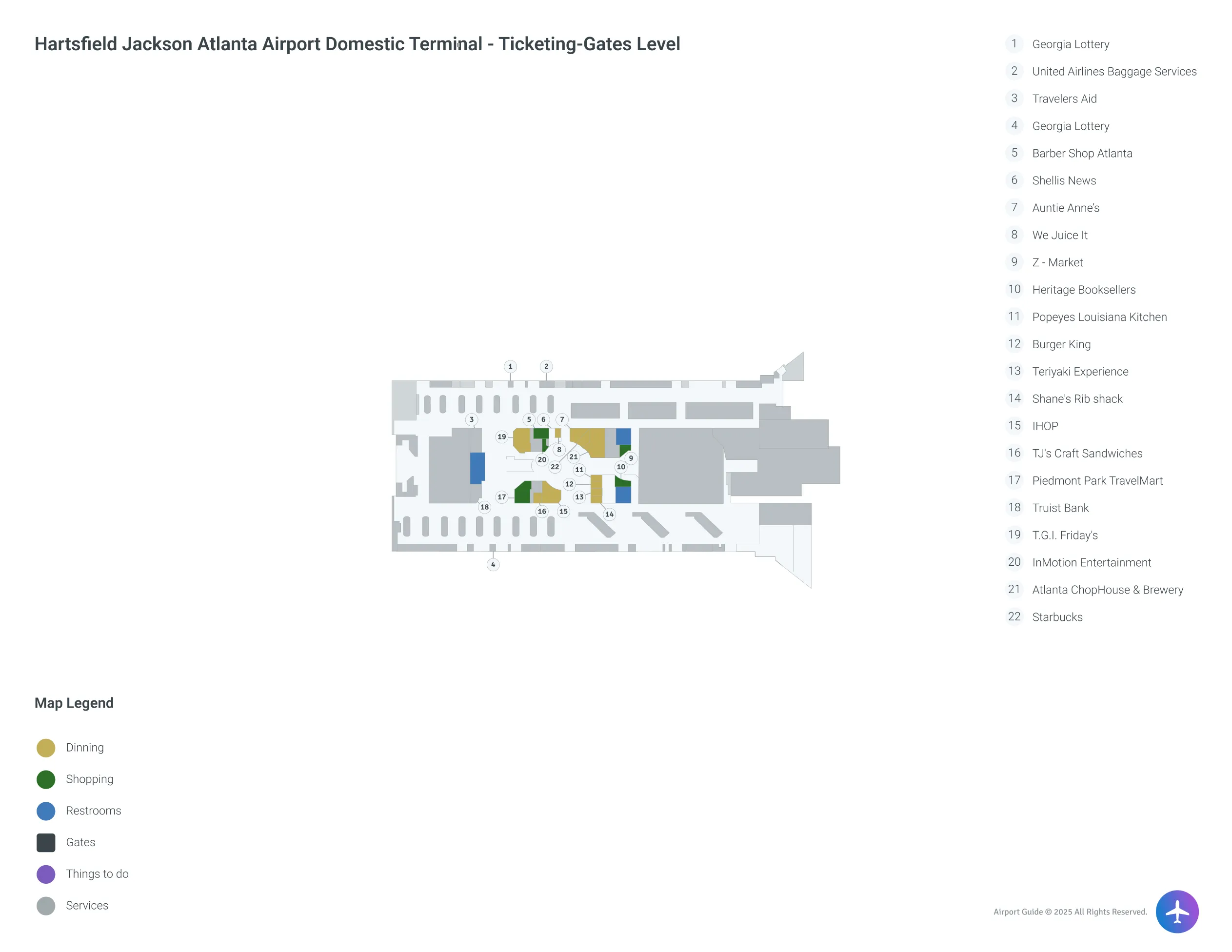 ATL Terminal Domestic Gates Level map