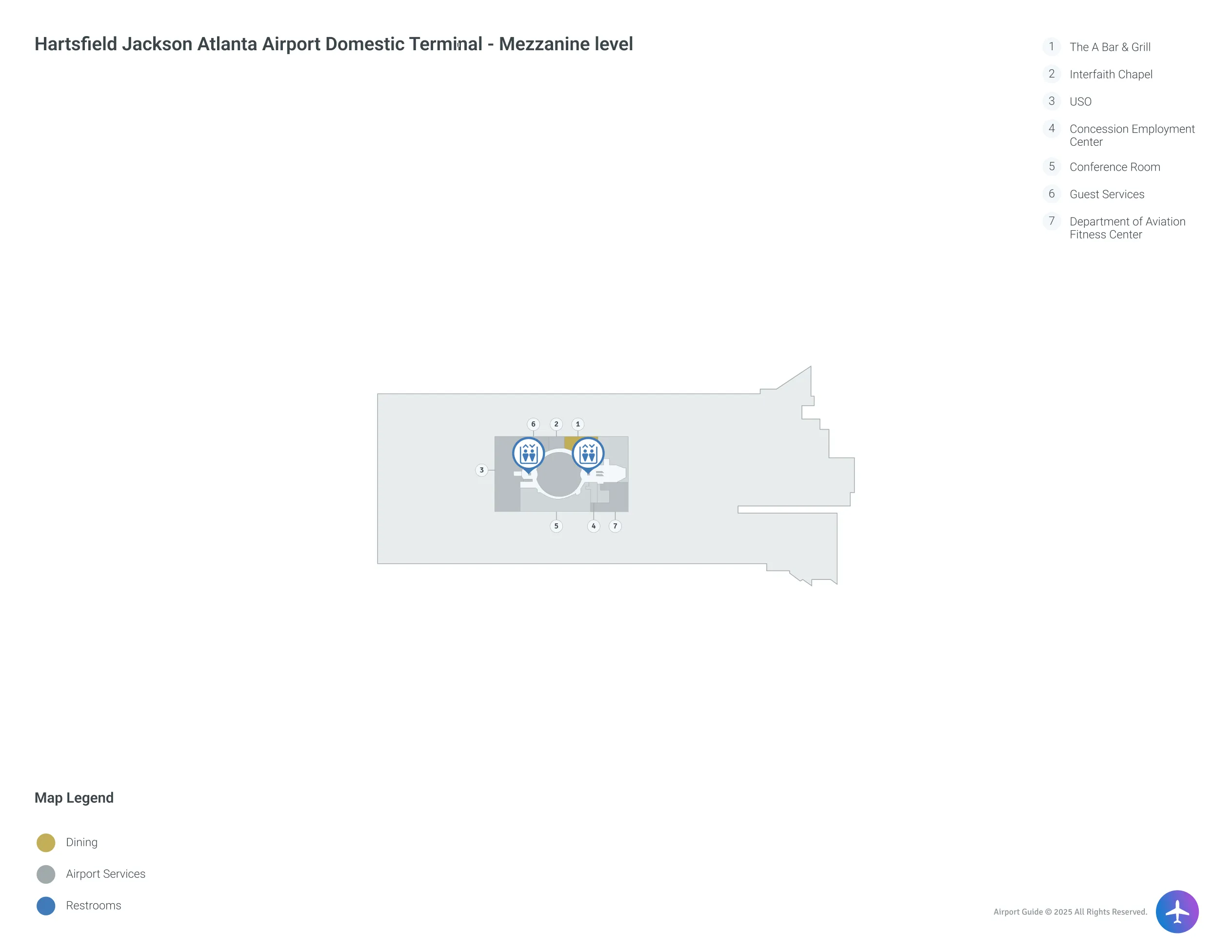 ATL Terminal Domestic Mezzanine Level map