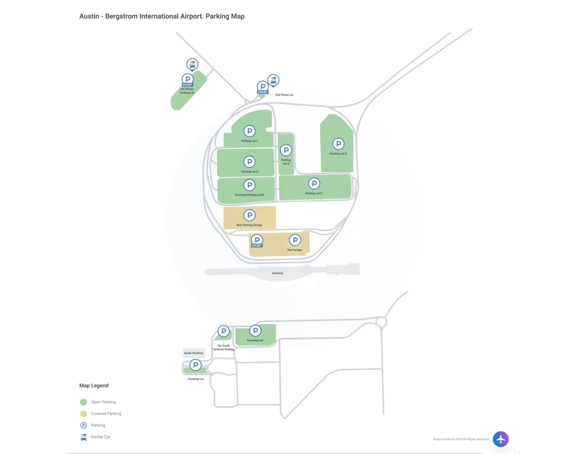 Austin-Bergstrom International Airport (AUS) Parking Map