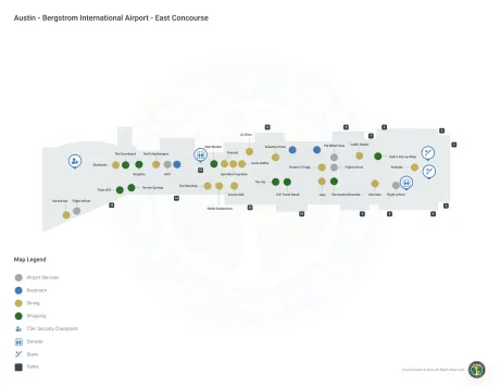 AUS Airport East Concourse Map