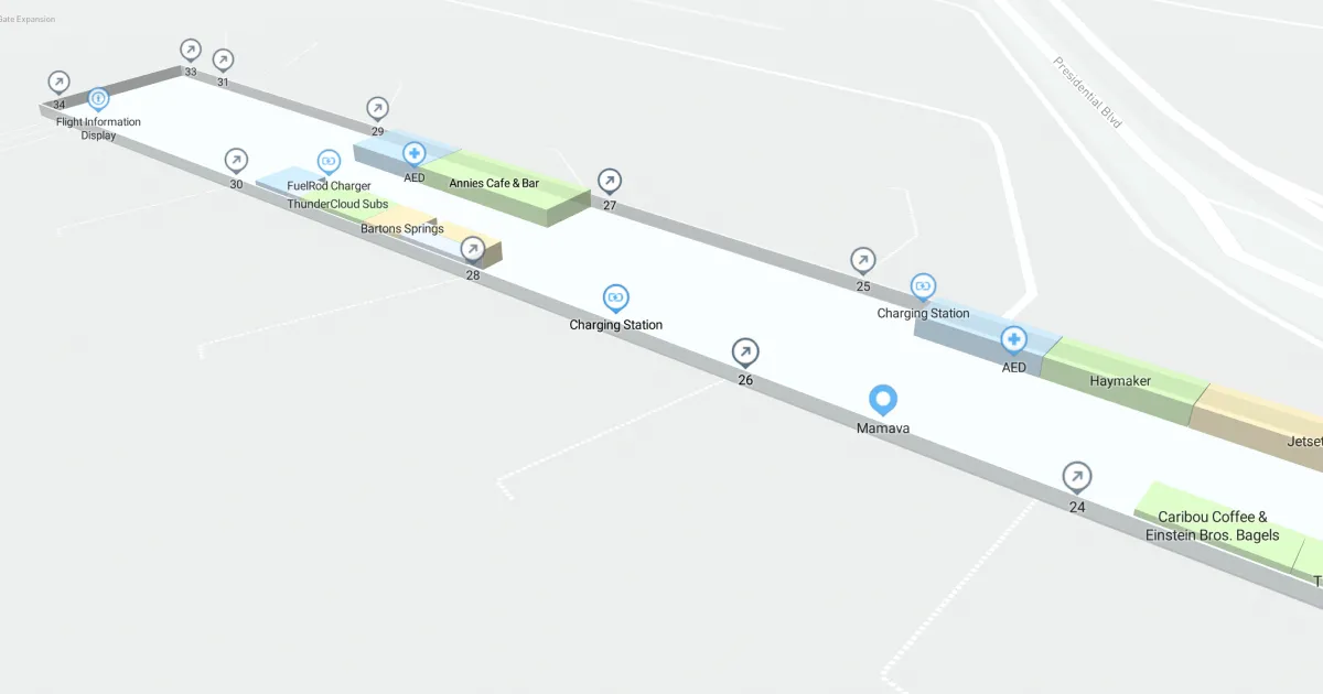 Austin-Bergstrom International Airport West Concourse Map