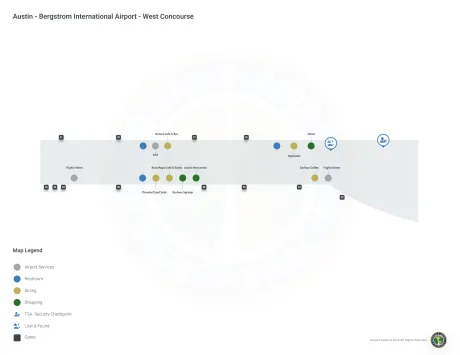 AUS Airport West Concourse Map