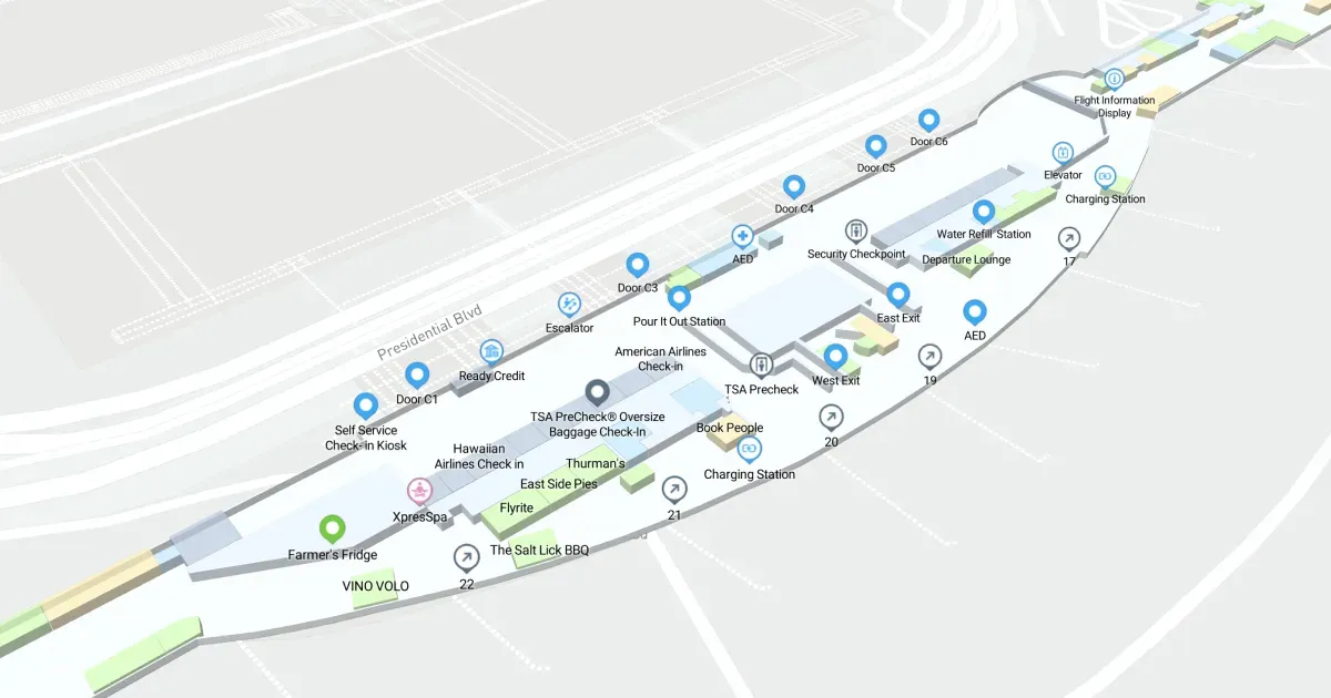 Austin-Bergstrom International Airport Terminal Interactive Map