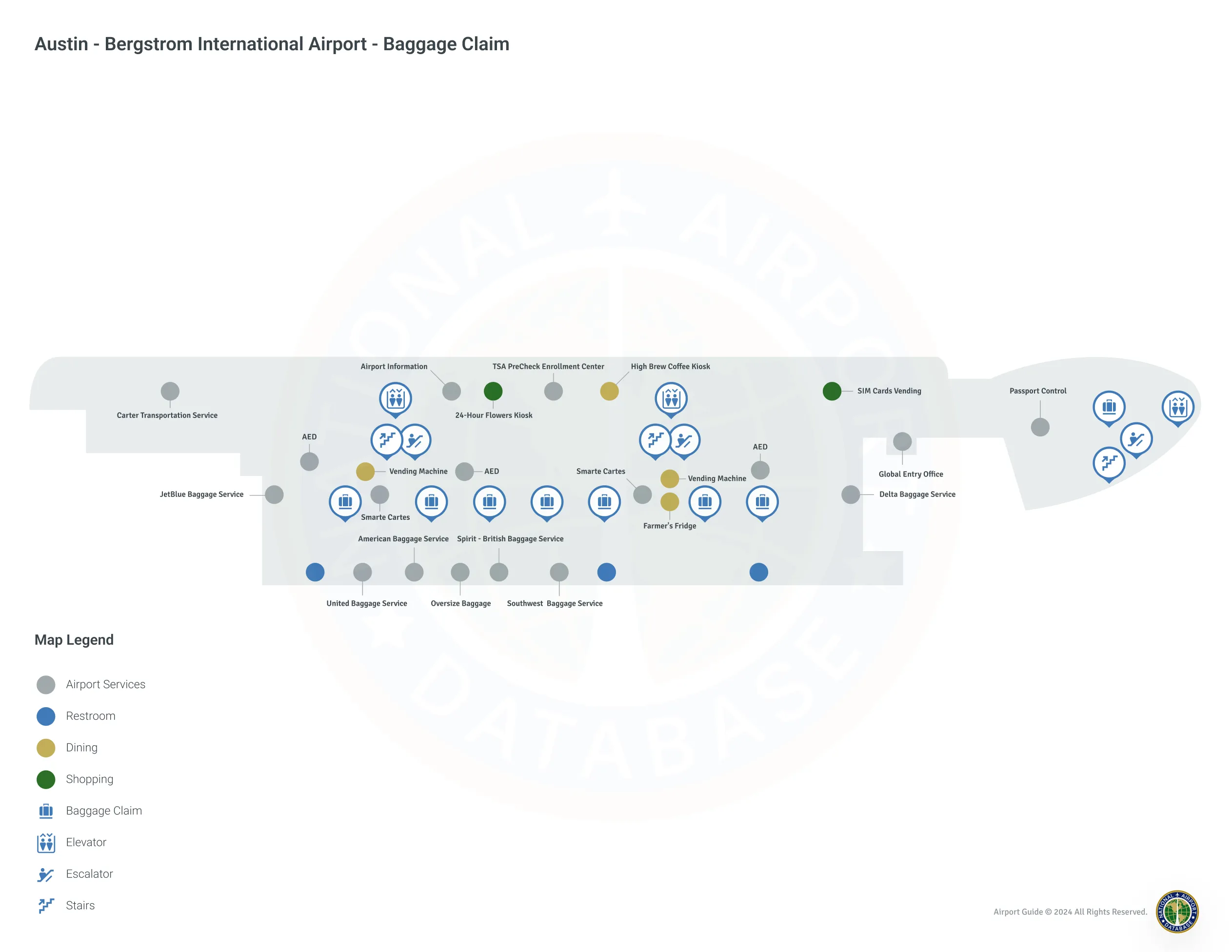 AUS Terminal / Baggage Claim Level Map