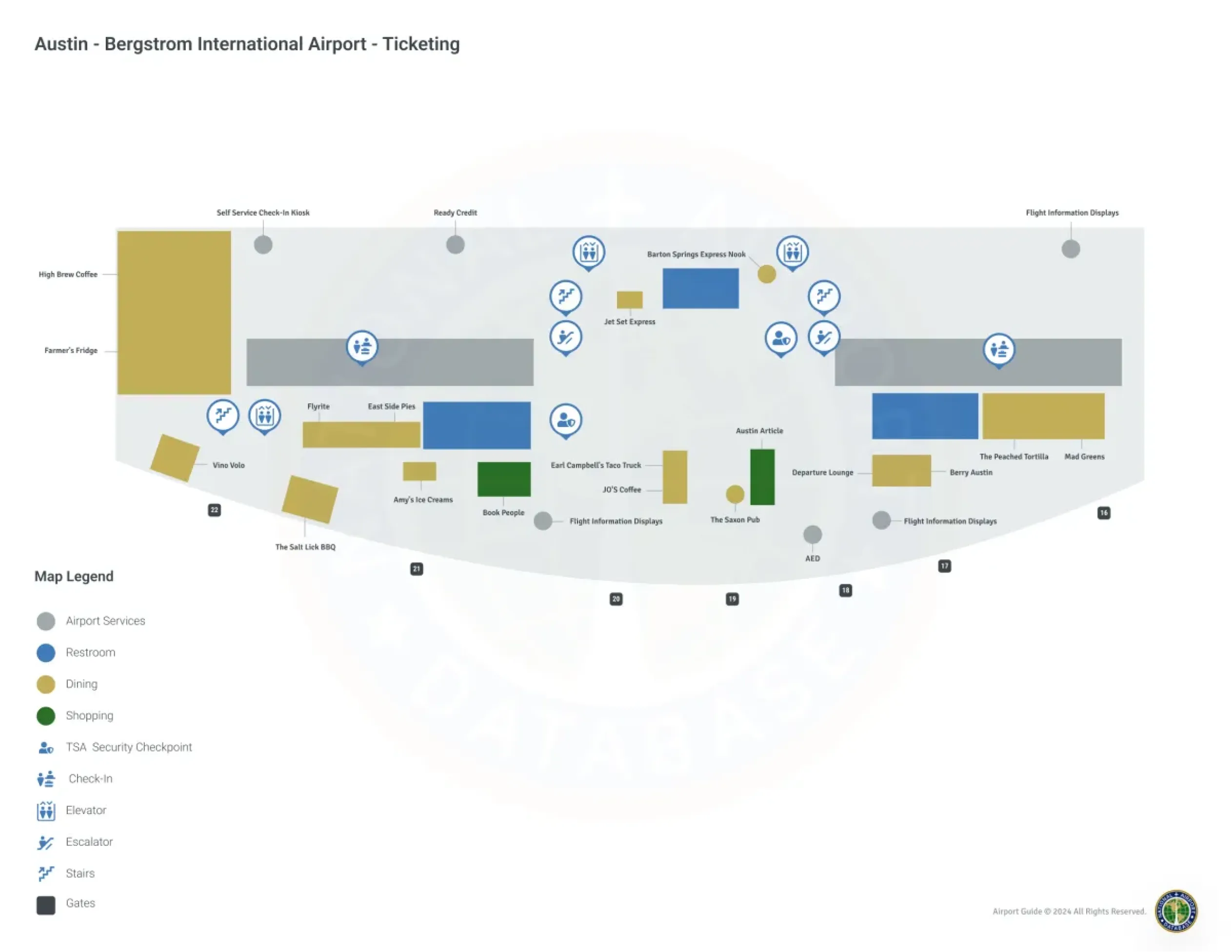 AUS Terminal / Gates Level Map
