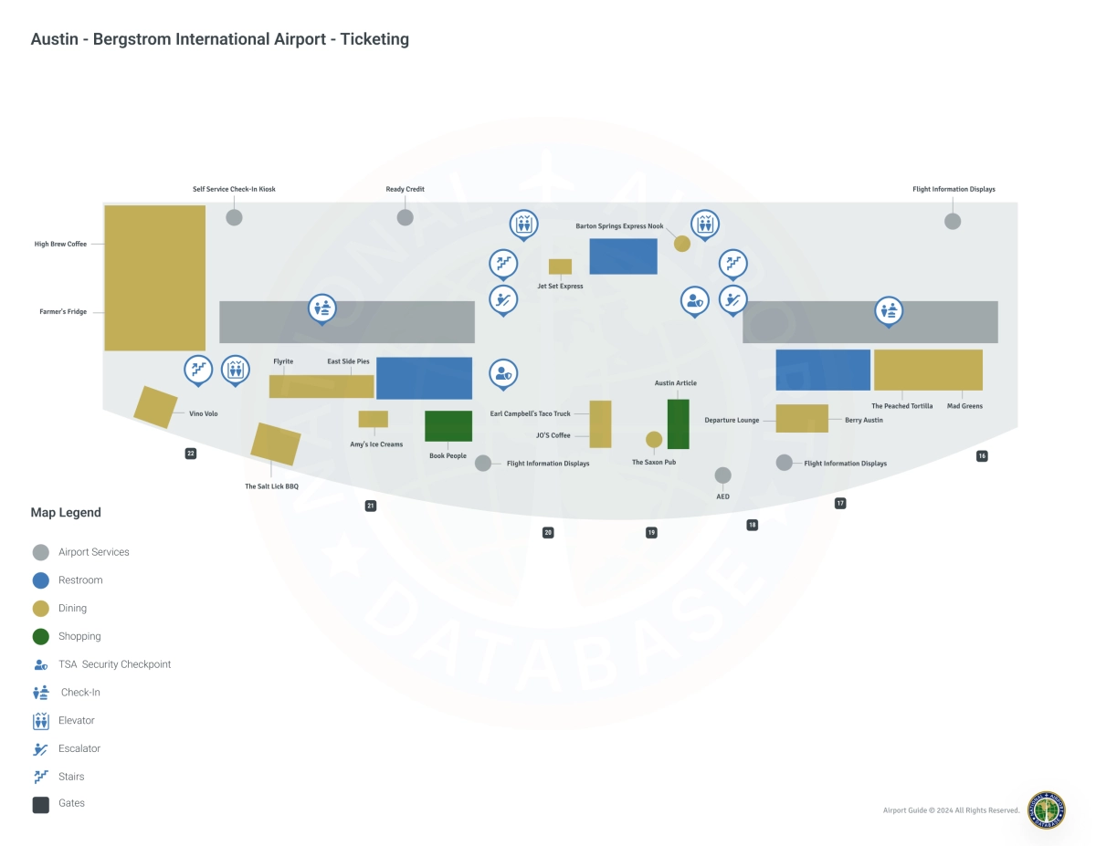 AUS Terminal / Gates Level Map