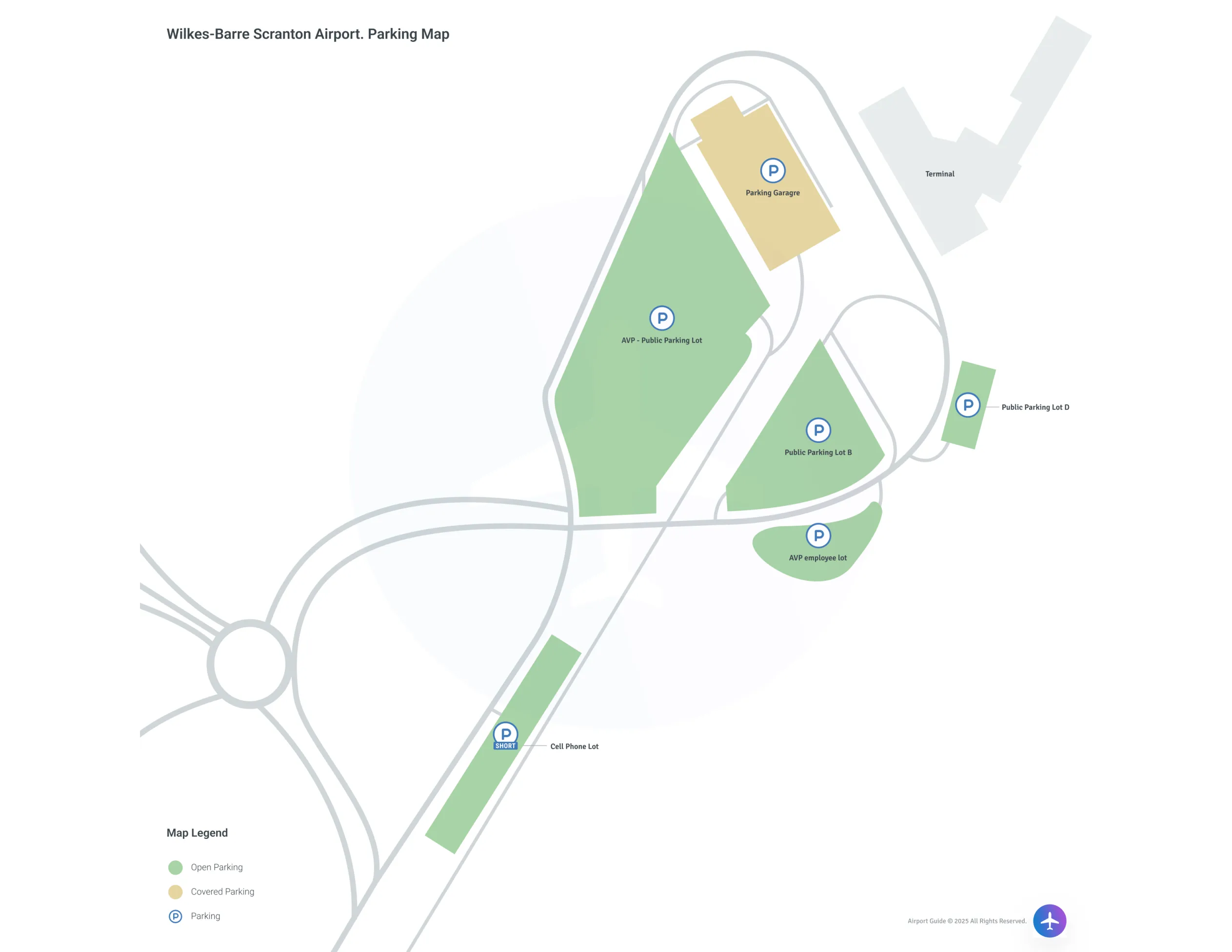 Wilkes-Barre Scranton International Airport (AVP) Parking Map