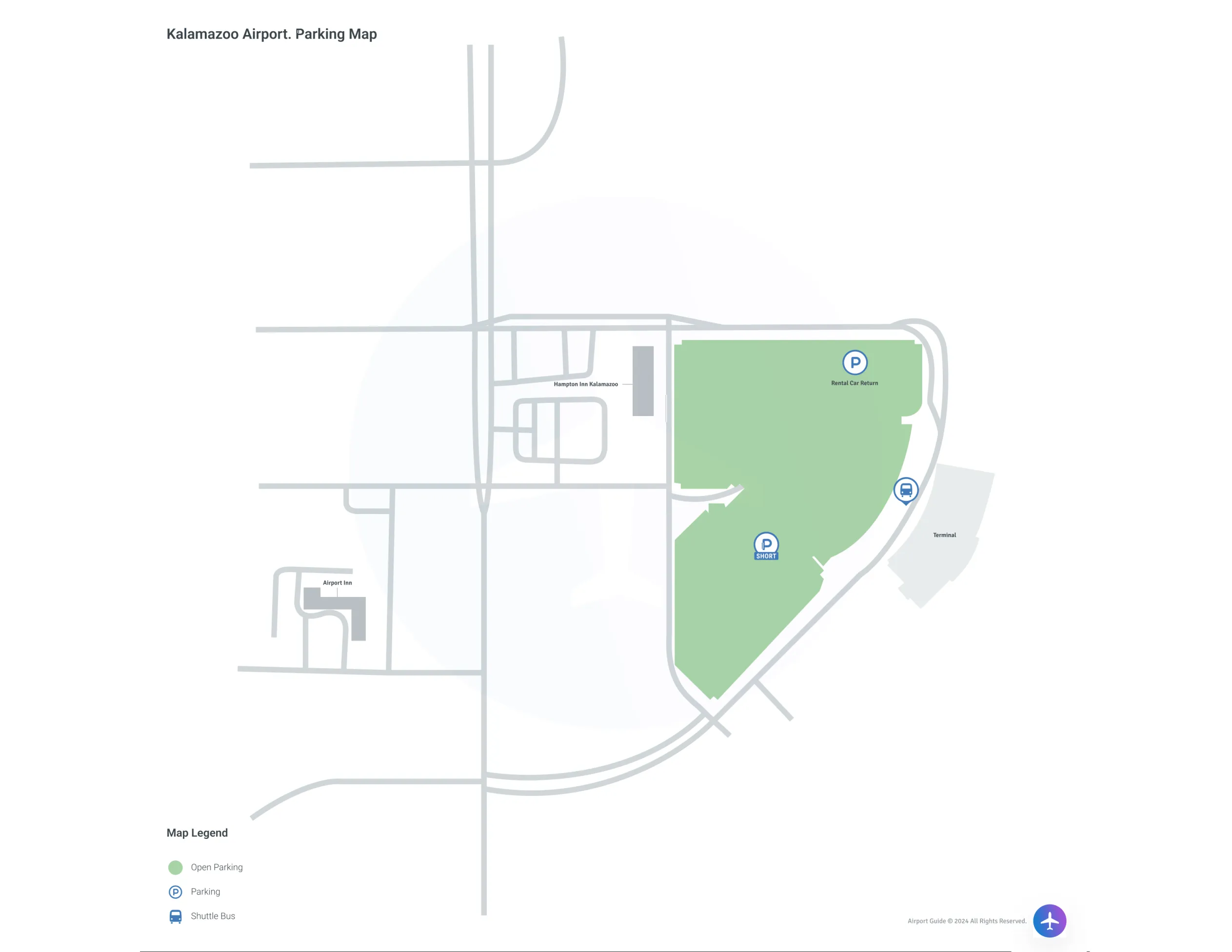 Kalamazoo/Battle Creek International Airport (AZO) Parking Map