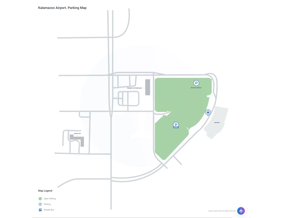 Kalamazoo/Battle Creek International Airport (AZO) Parking Map