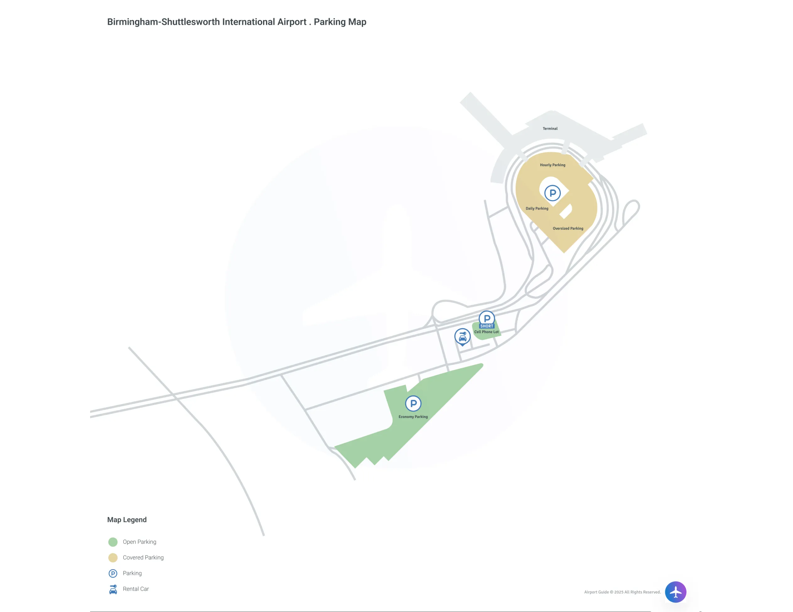 Birmingham-Shuttlesworth International Airport (BHM) Parking Map