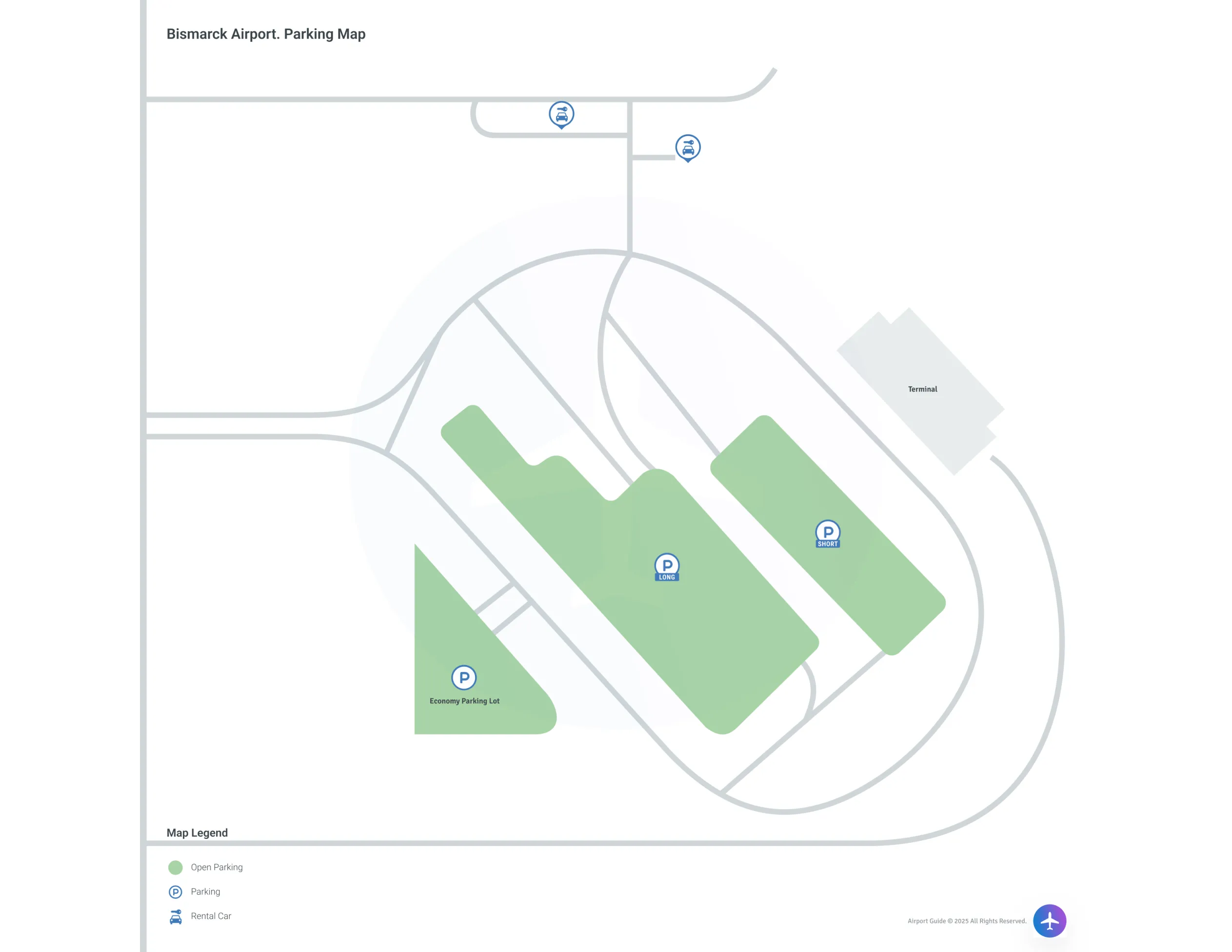 Bismarck Municipal Airport (BIS) Parking Map