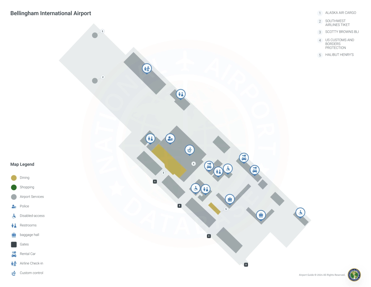 Bellingham Airport BLI | Terminal 1/Level 1 Map