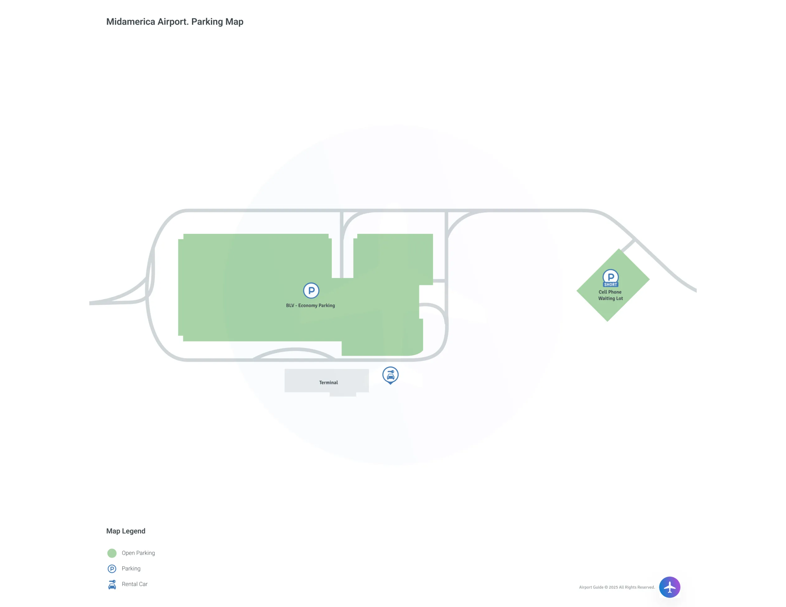 MidAmerica St. Louis Airport (BLV) Parking Map