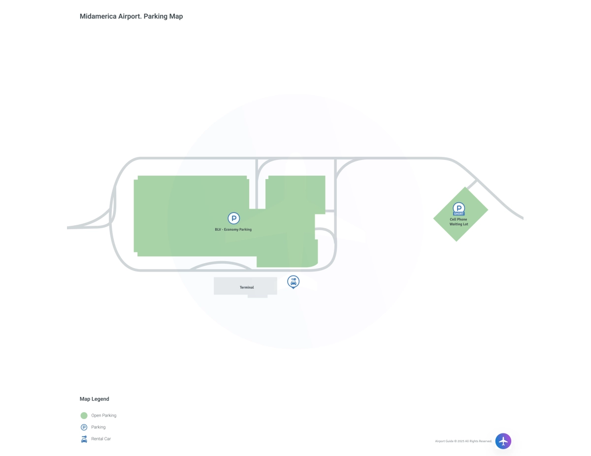 MidAmerica St. Louis Airport (BLV) Parking Map