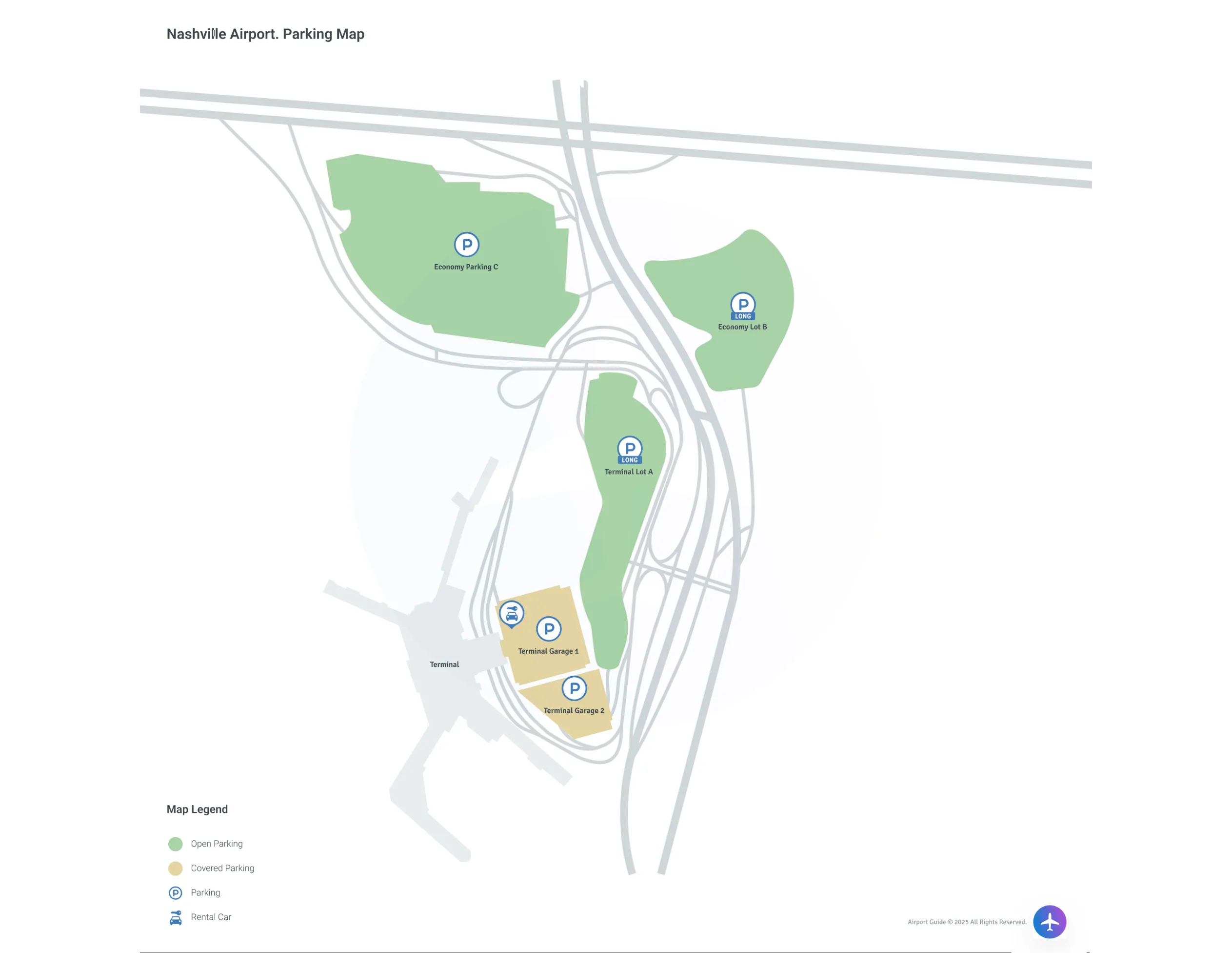 Nashville International Airport (BNA) Parking Map