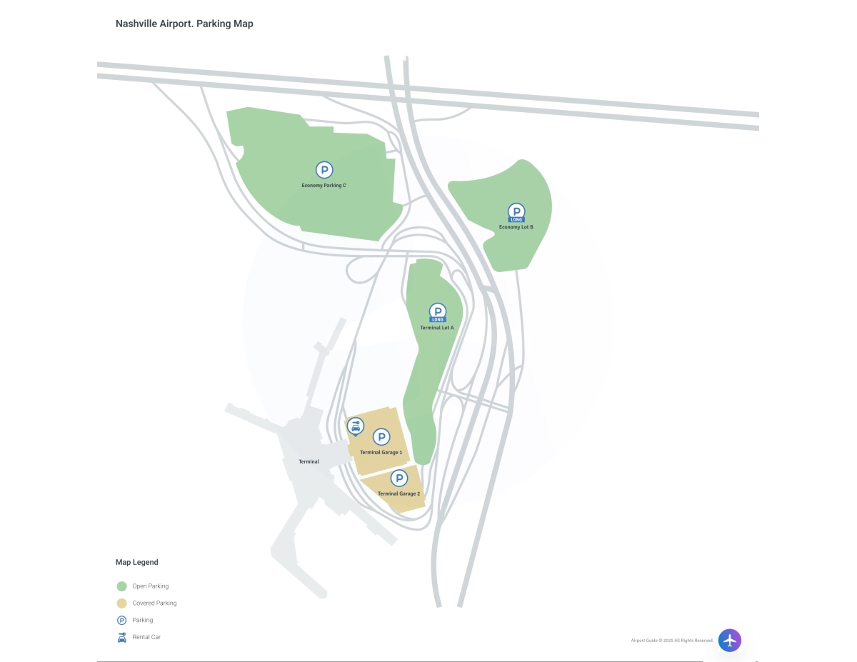 Nashville International Airport (BNA) Parking Map
